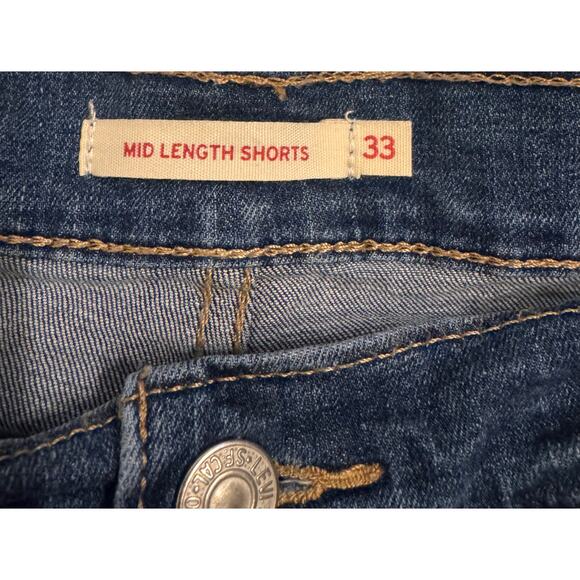 Levi's Women's Mid-Length Distressed Dark Wash Denim Shorts Size 33 - Picture 2 of 5
